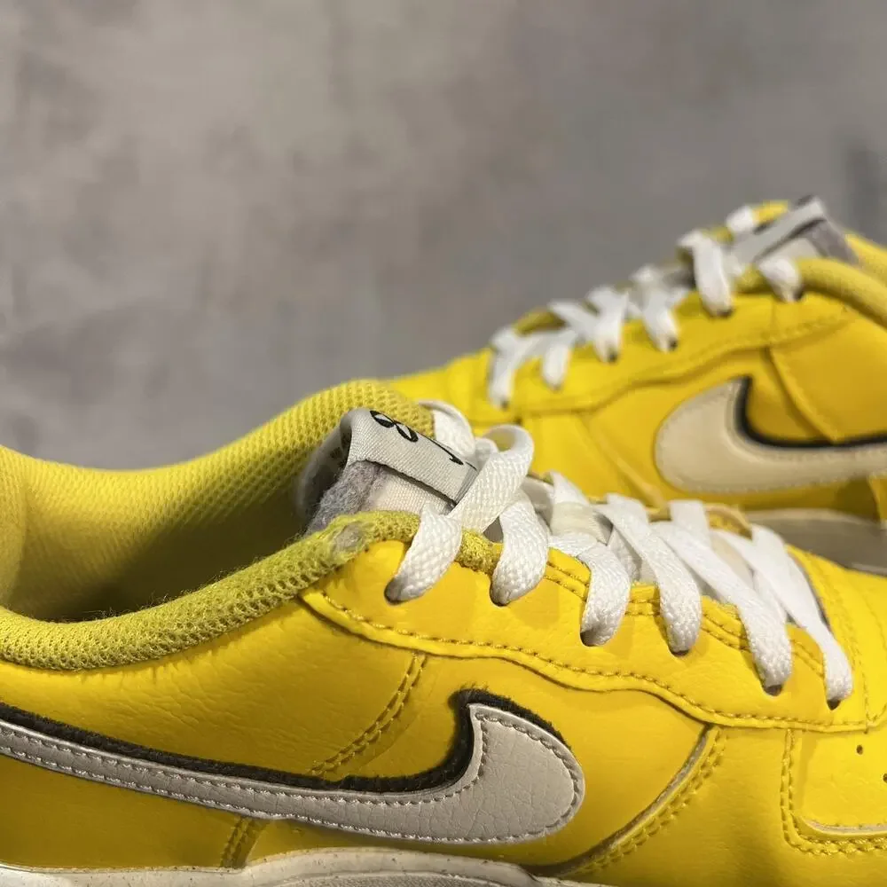 Nike Air Force 1 Low LV8 82 Shoes Youth 6 White Yellow DQ0359-700 Swoosh Leather